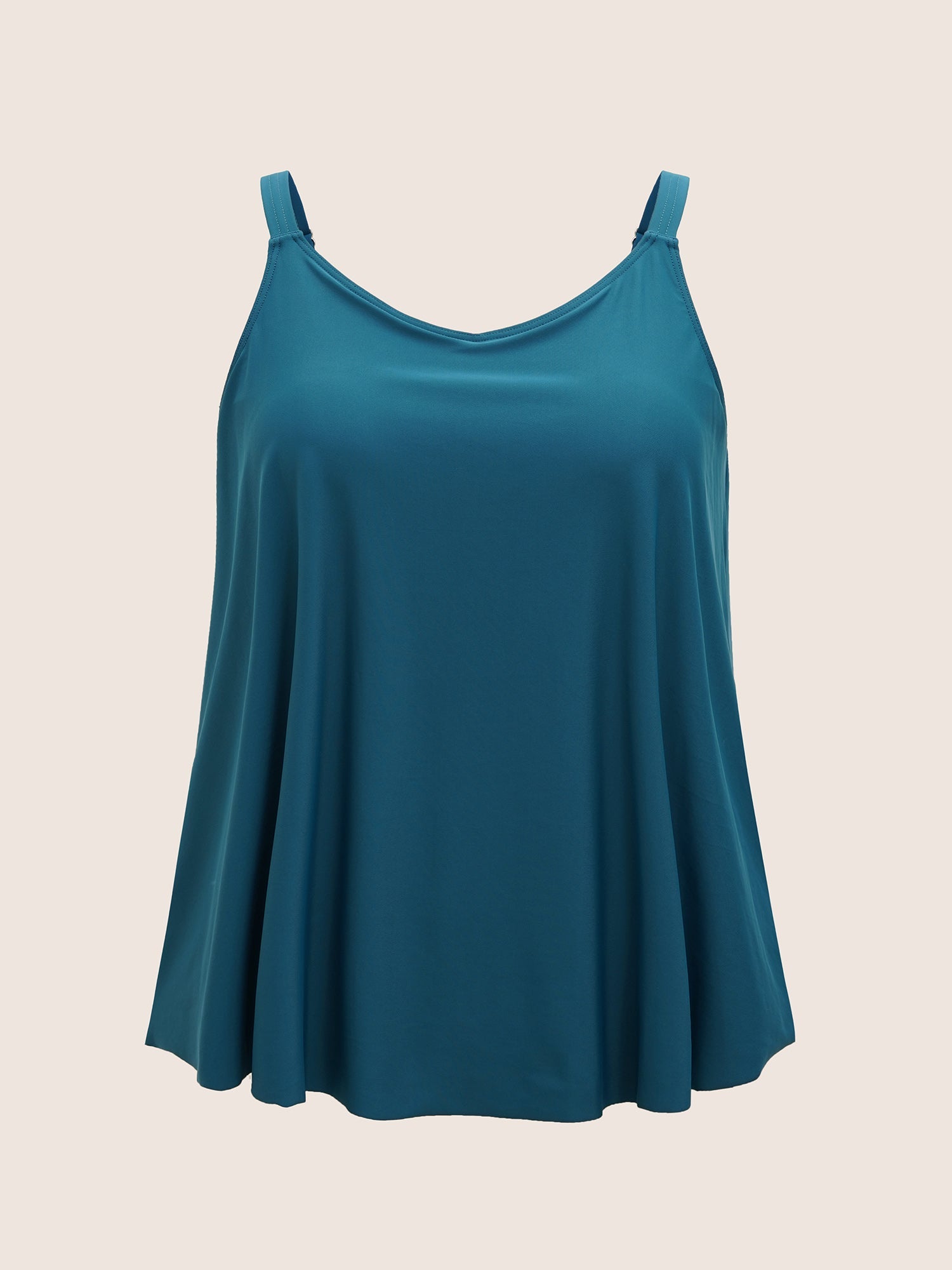 U Neck Solid Fixed Cups Swim Top