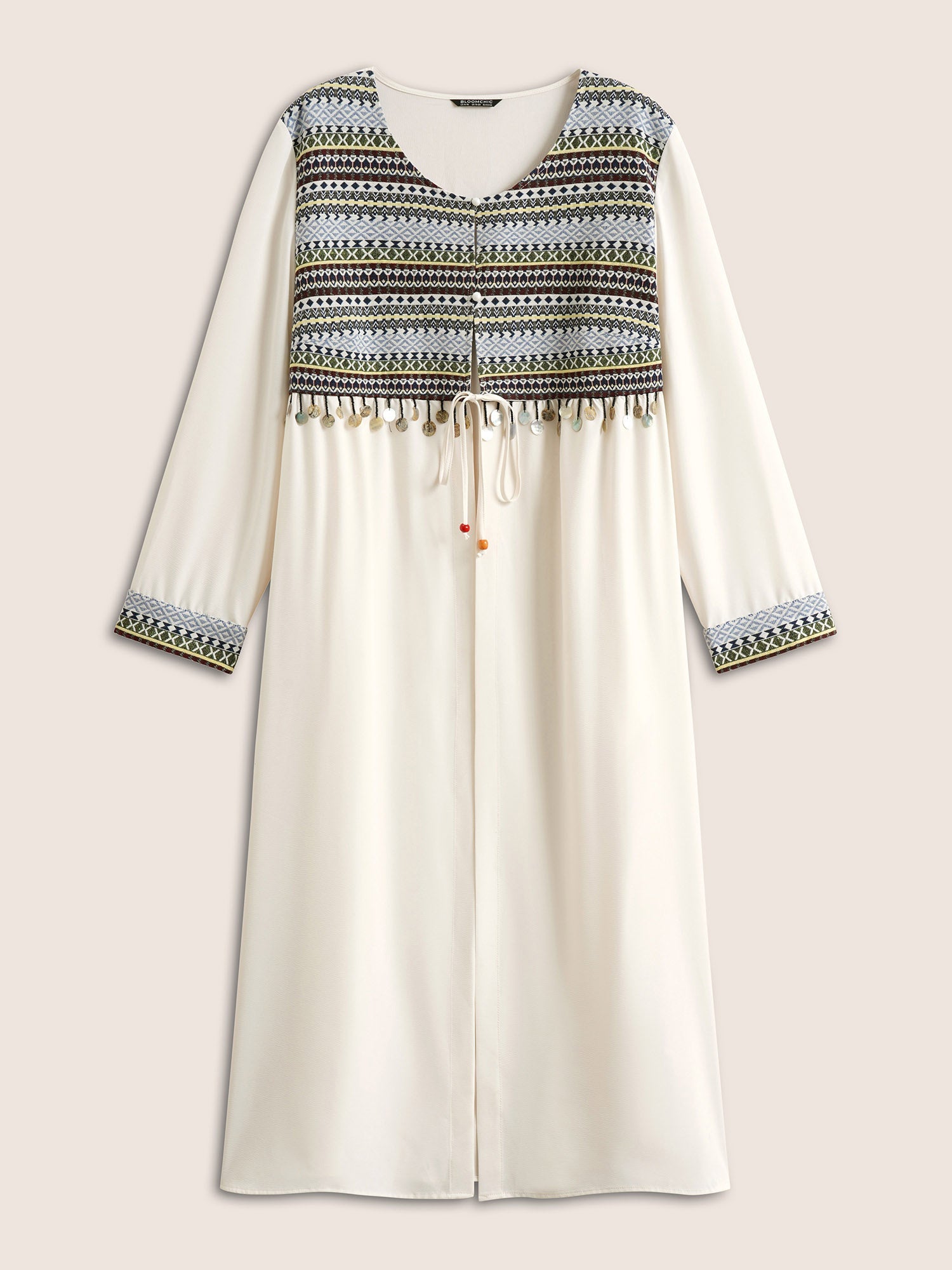 Bandana Patchwork Style Accents Tassel Kimono