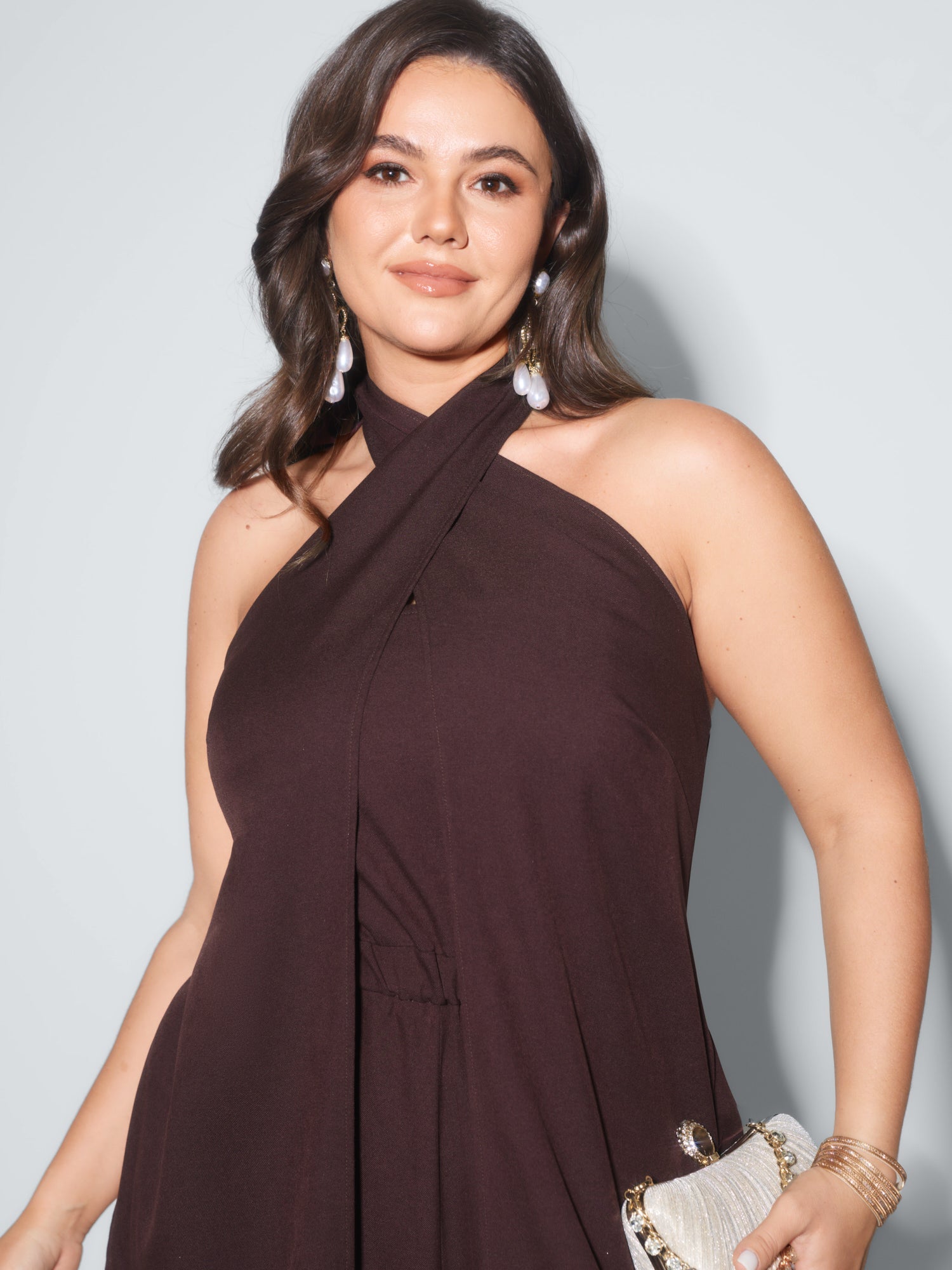 Shirred Back Halter Neckline Jumpsuit