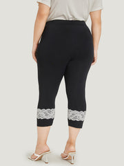 Guipure Lace Elastic Waist Cropped Leggings