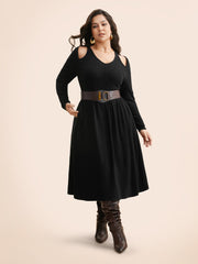 Solid Pit Strip Cut Out Dress