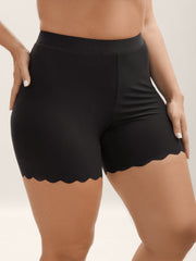 Scalloped Trim Stretchy Skinny-Fit Leggings