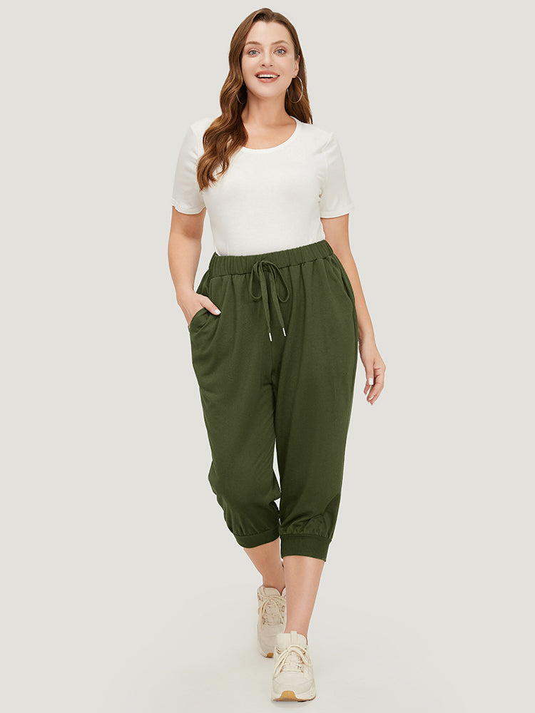 Solid Knot Front Pocket Carrot Pants