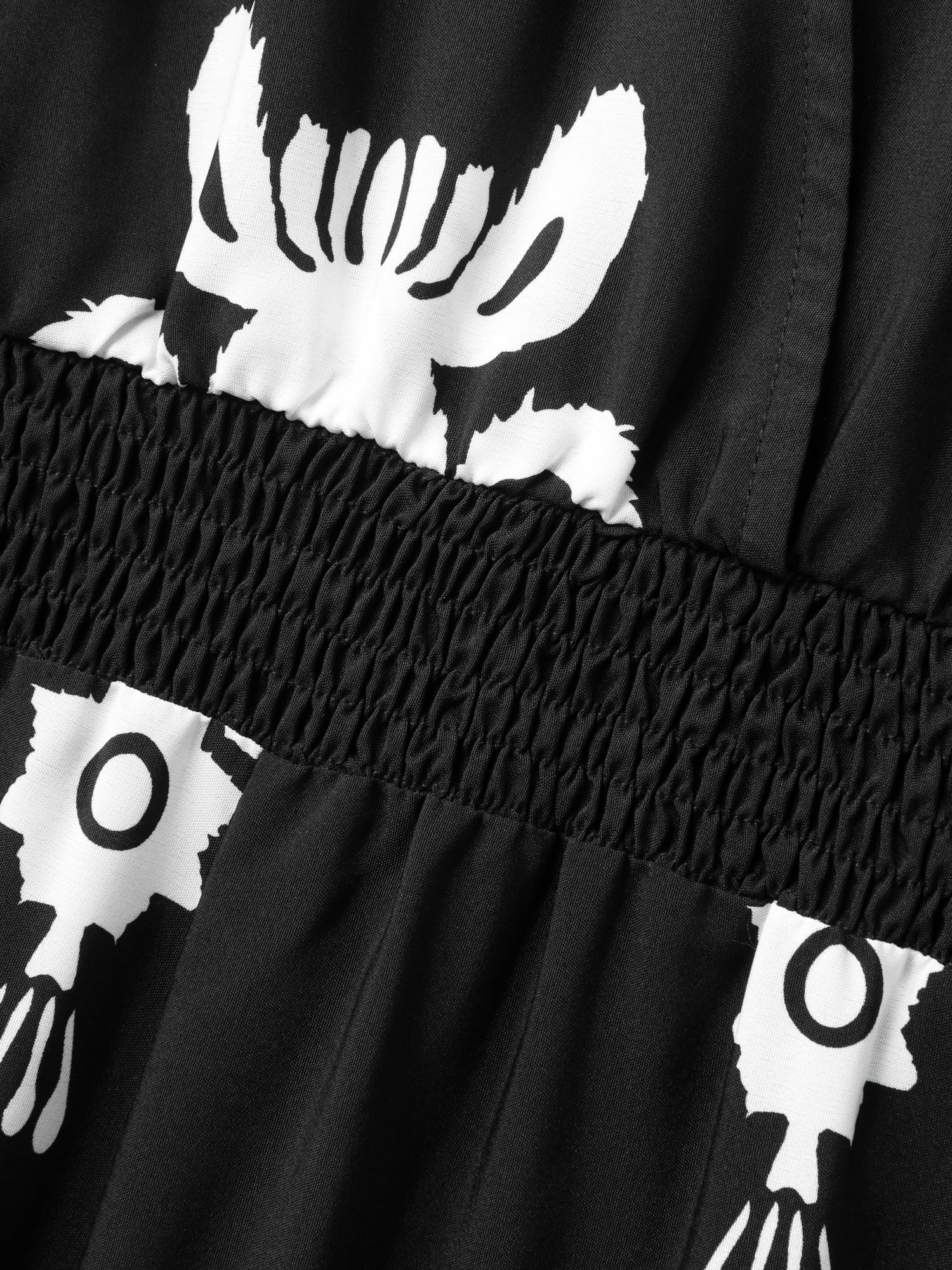 Boho Print Shirred Waist Surplice Jumpsuit