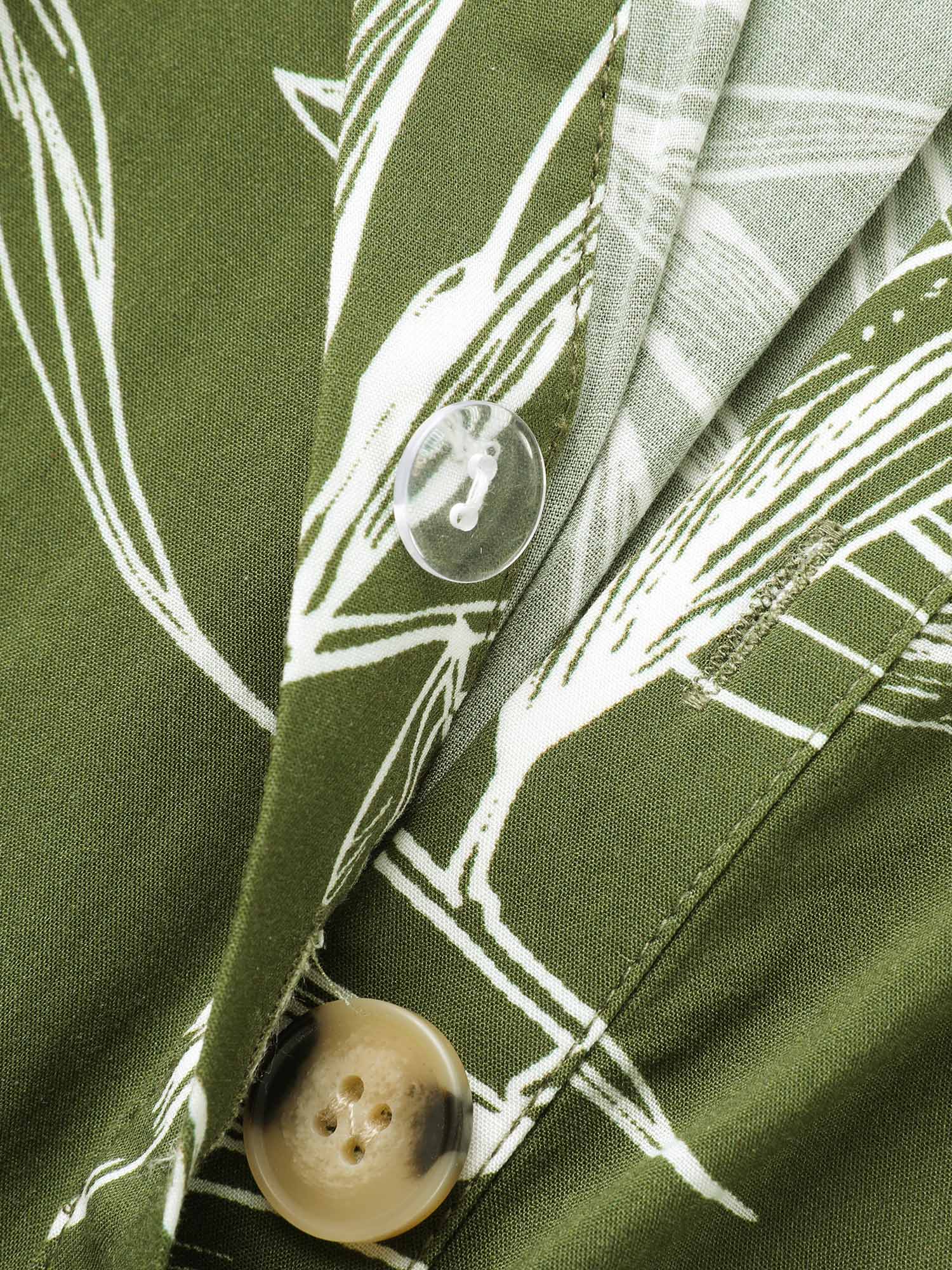 Shirt Collar Plants Print Belted Dress