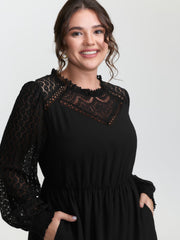 Sheer Lace Cut-Out Detail Midi Dress