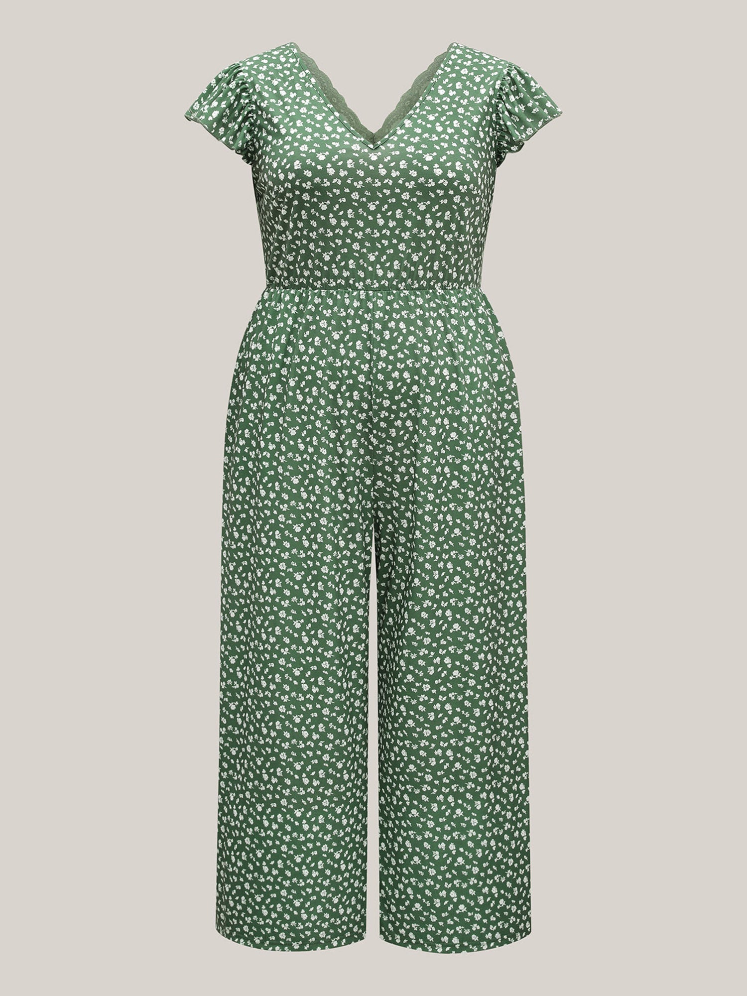 Floral Print Backless Ruffled Jumpsuit