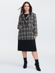 Tweed Print Lined Double Breasted Blazer