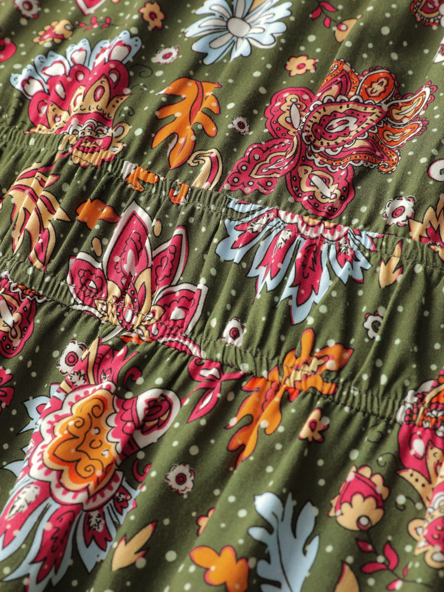 Floral Print Pleated Waist Maxi Dress