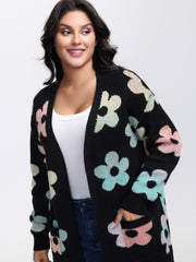 Floral Jacquard Print Color Gradient Knit Cardigan