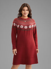 Fair Isle Geometric Midi Sweater Dress