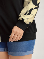 Silhouette Flower Print Zipper-Front Jacket