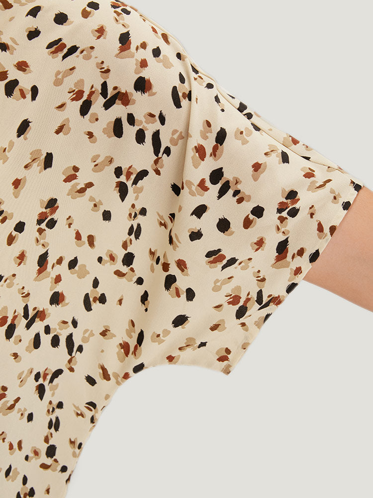 Allover Print Open Front Dolman Sleeve Kimono