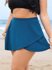 Solid Ruffle Wrap Hem Swim Skirt