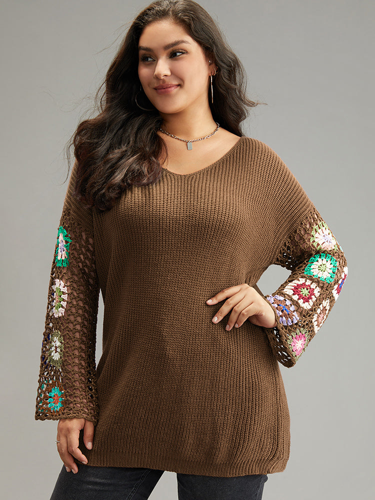 Floral Embroidered Hollow Out Pullover