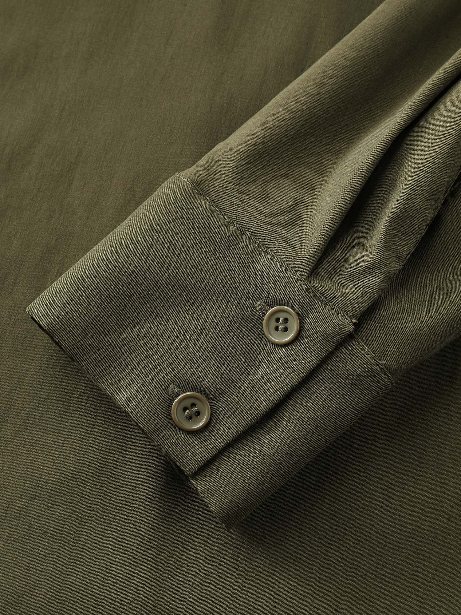 Arc Hem Cinched-Waist Shirt Maxi Dress