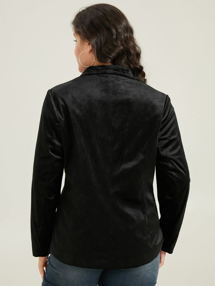 Velvet Lapel Collar Metai Detail Blazer