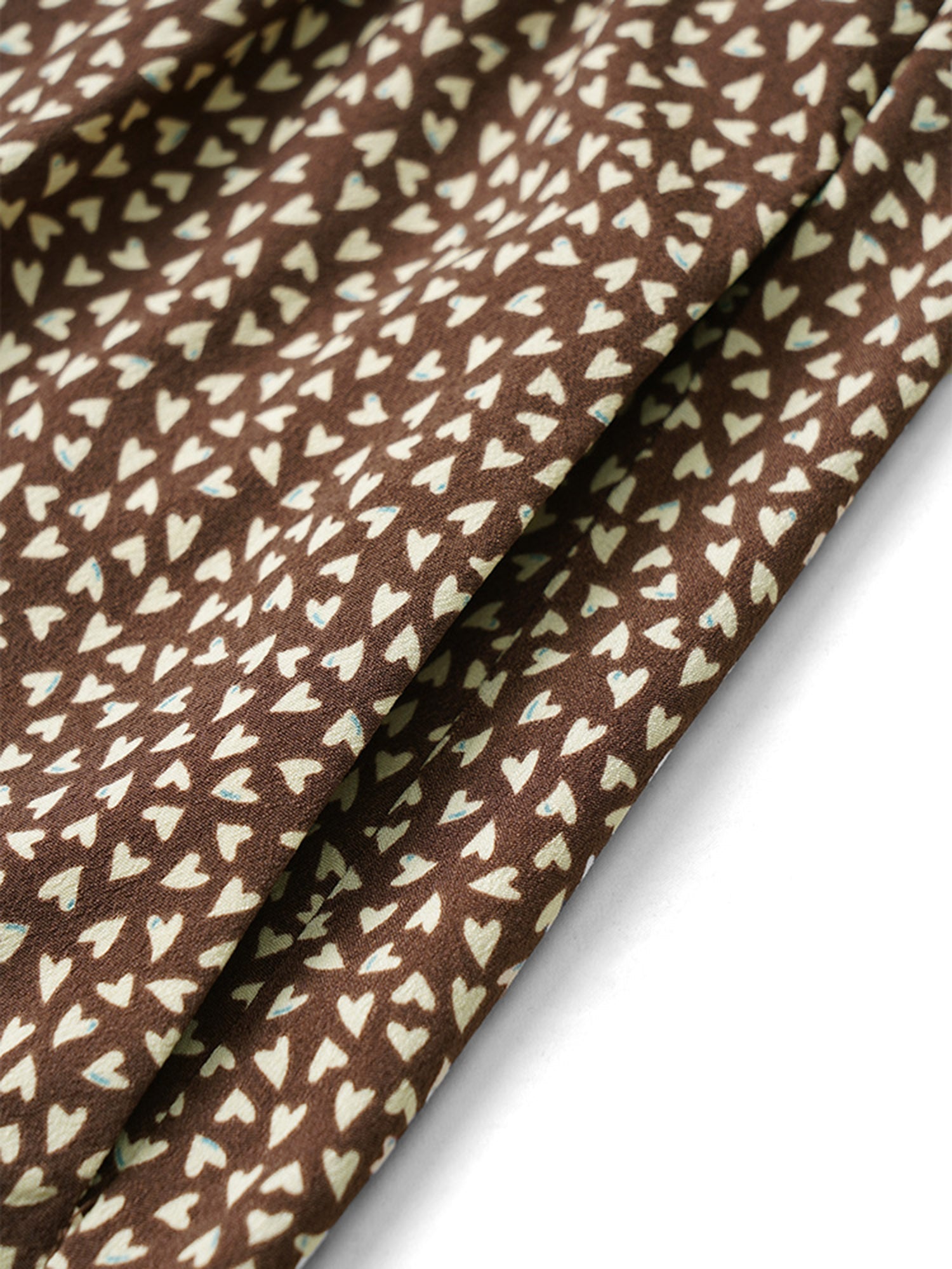 Heart Print Lapel Collar Button Detail Knee Dress