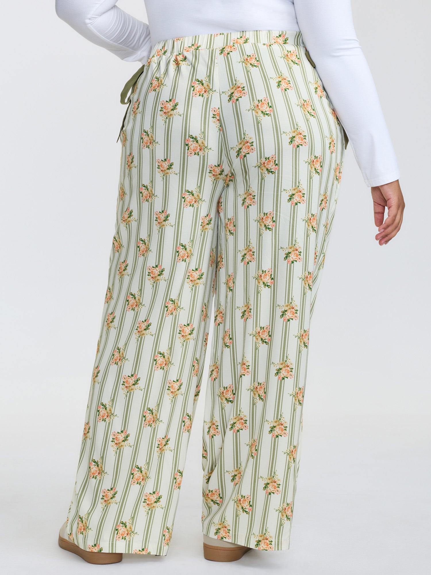 Supersoft Stripe Ribbon-Tie Sleep Bottoms