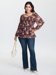 Shirred High-Waist Cinched Blouse