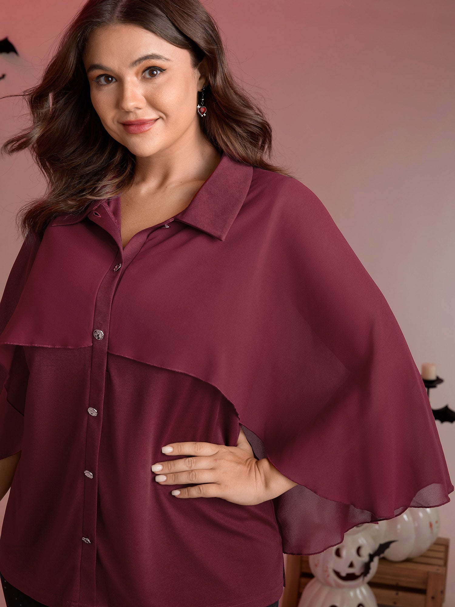 2-in-1 Chiffon Shawl Layered Blouse