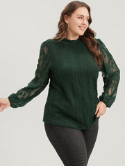 Solid Contrast Lace Cable Knit Long Tee