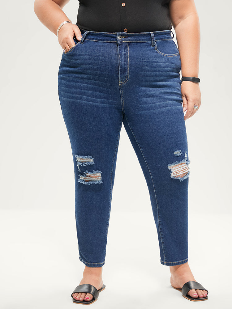 Skinny Moderately Stretchy Mid Rise Medium Wash Pocket Jeans