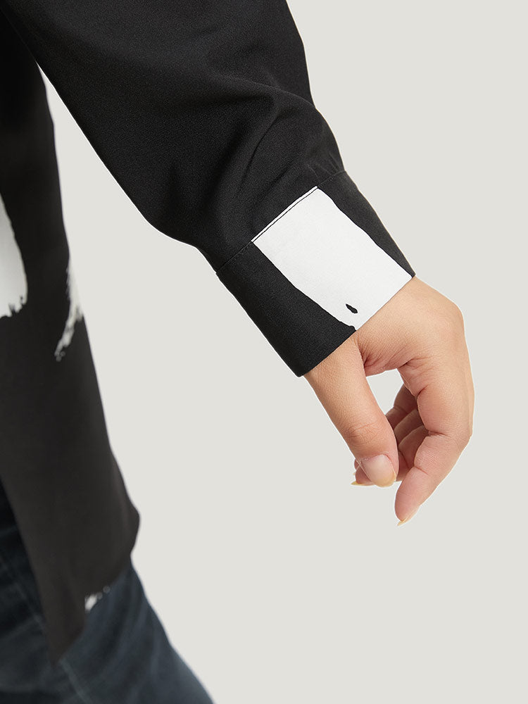 Halloween Brush Print Button Through Split Hem Kimono