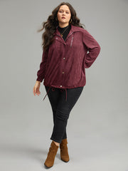 Plain Pocket Zipper Fly Drawstring Jacket