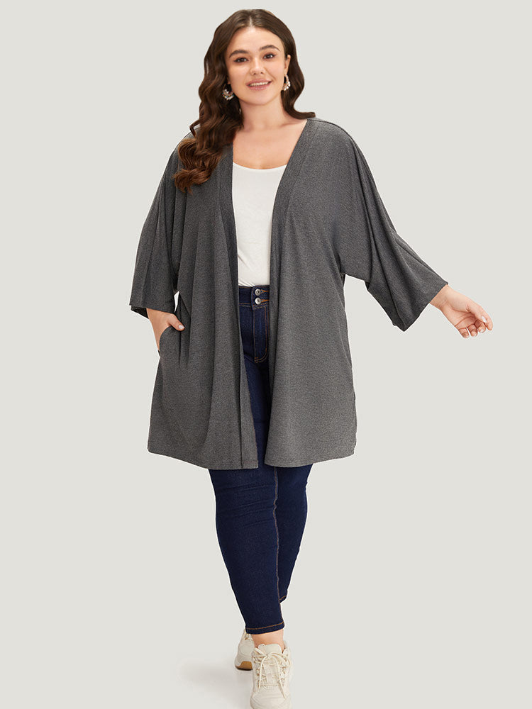 Supersoft Essentials Plain Open Front Pocket Batwing Sleeve Kimono