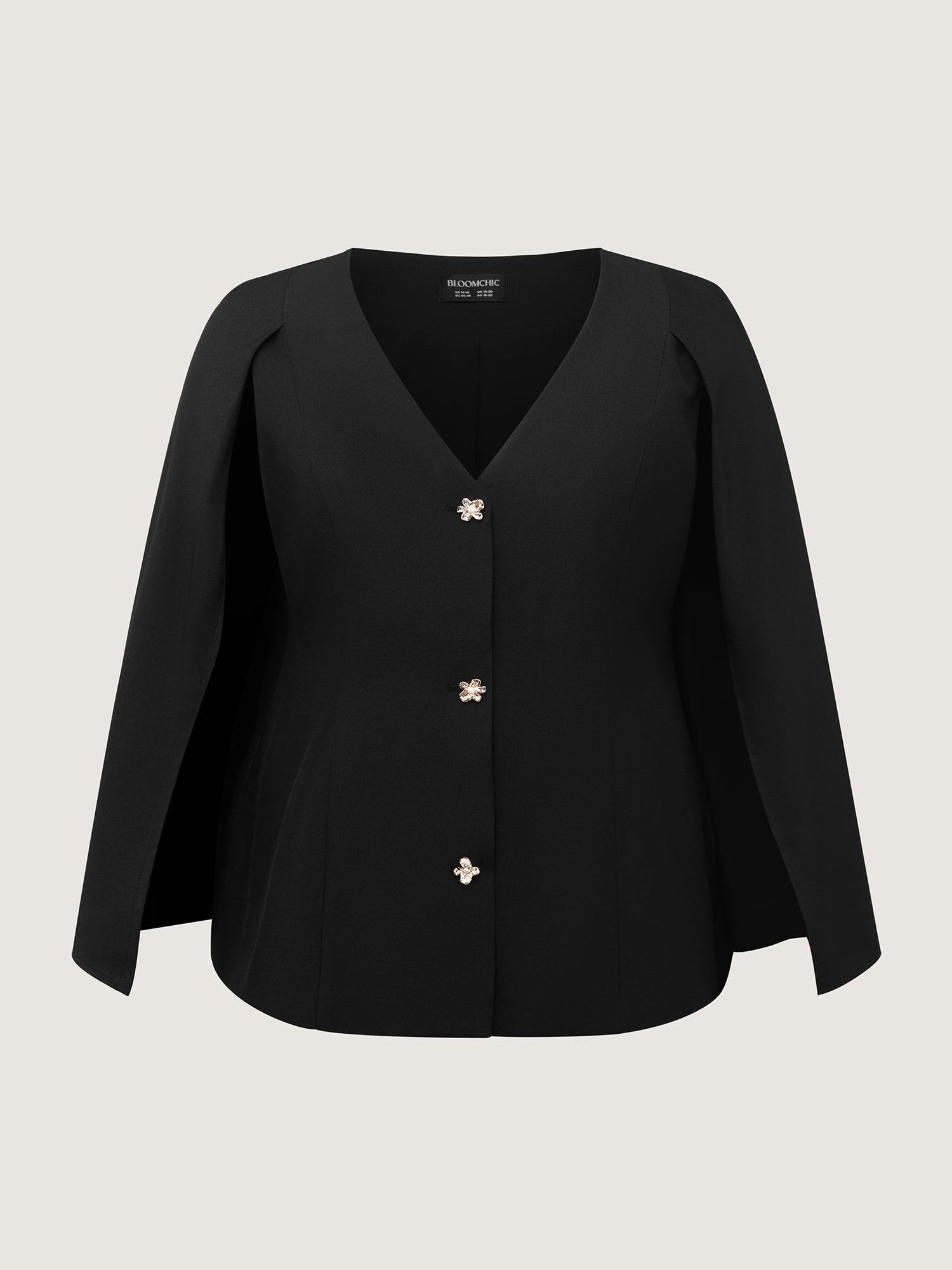 Cape Style Buttons V-Neck Blazer