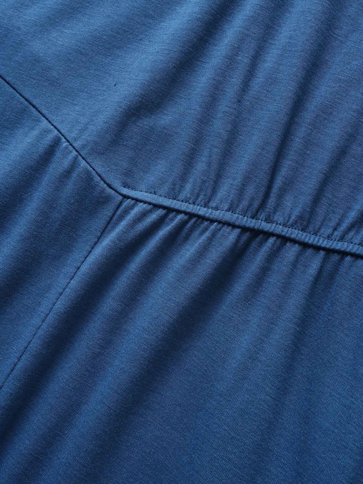 Solid Crew Neck Asymmetrical Hem Dress