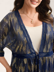 Glitter Tassels Webbed Open Front Kimono