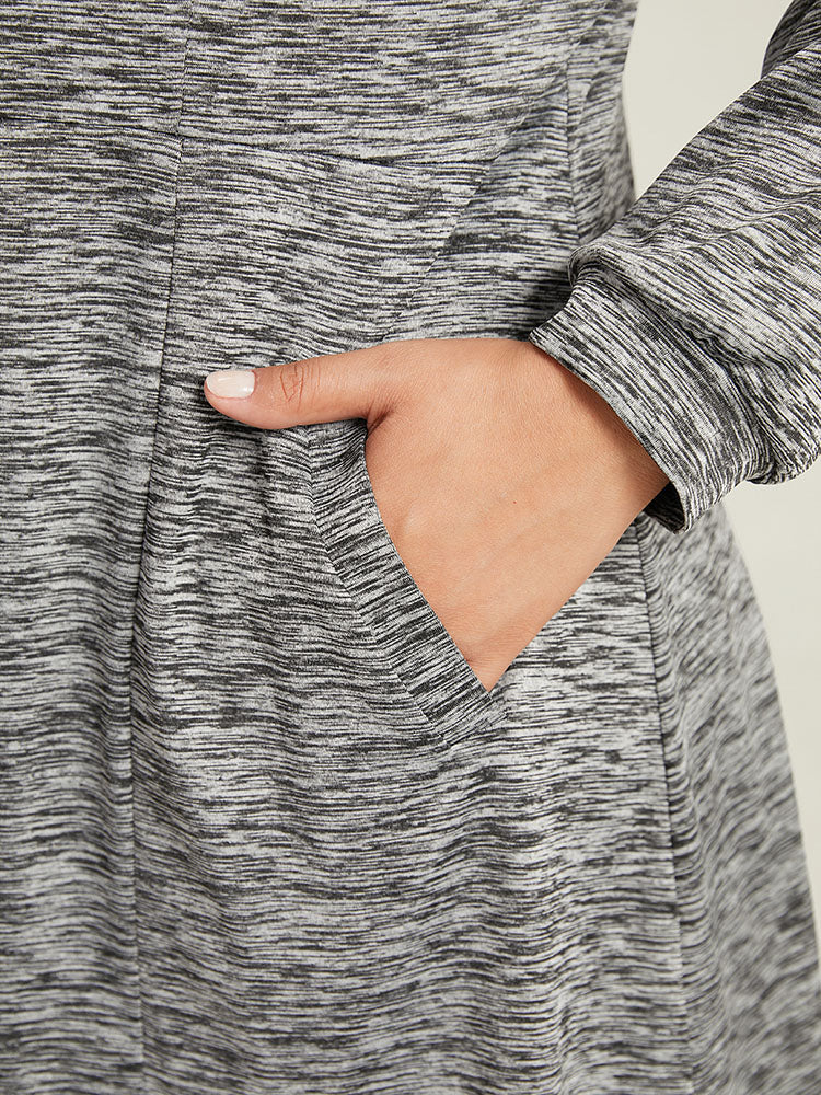 Plain Heather Zipper Pocket Hooded Jacket