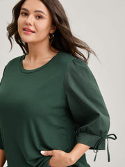 Sleeve Tie Plain Knit Solid Top
