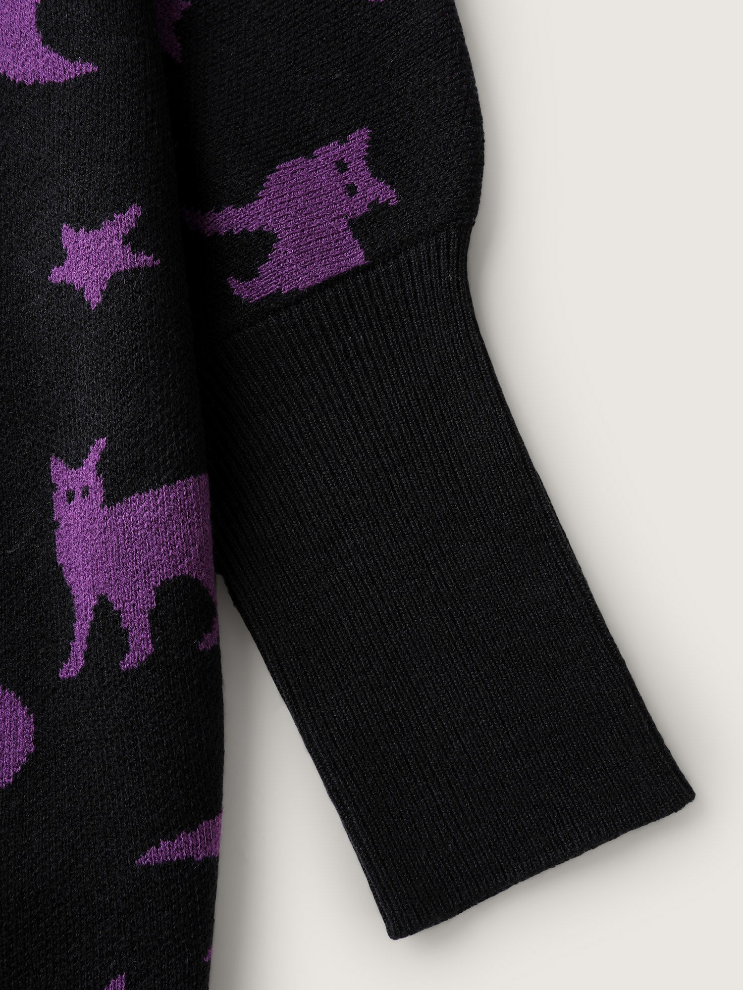 Halloween Jacquard Print Pockets Knit Cardigan