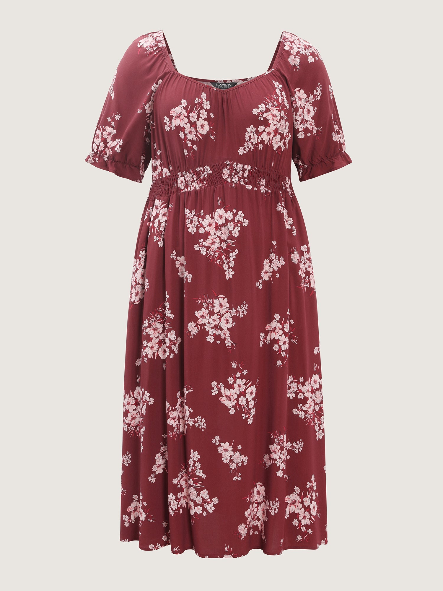 Floral Print Shirred Maxi Dress