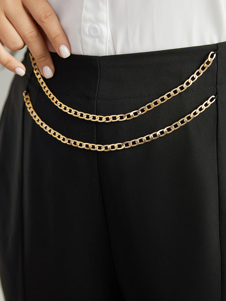 Static-Free Metal Chain Detail Split Hem Pants