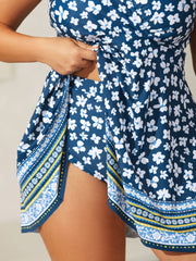 Floral Print Contrast Swim Dress