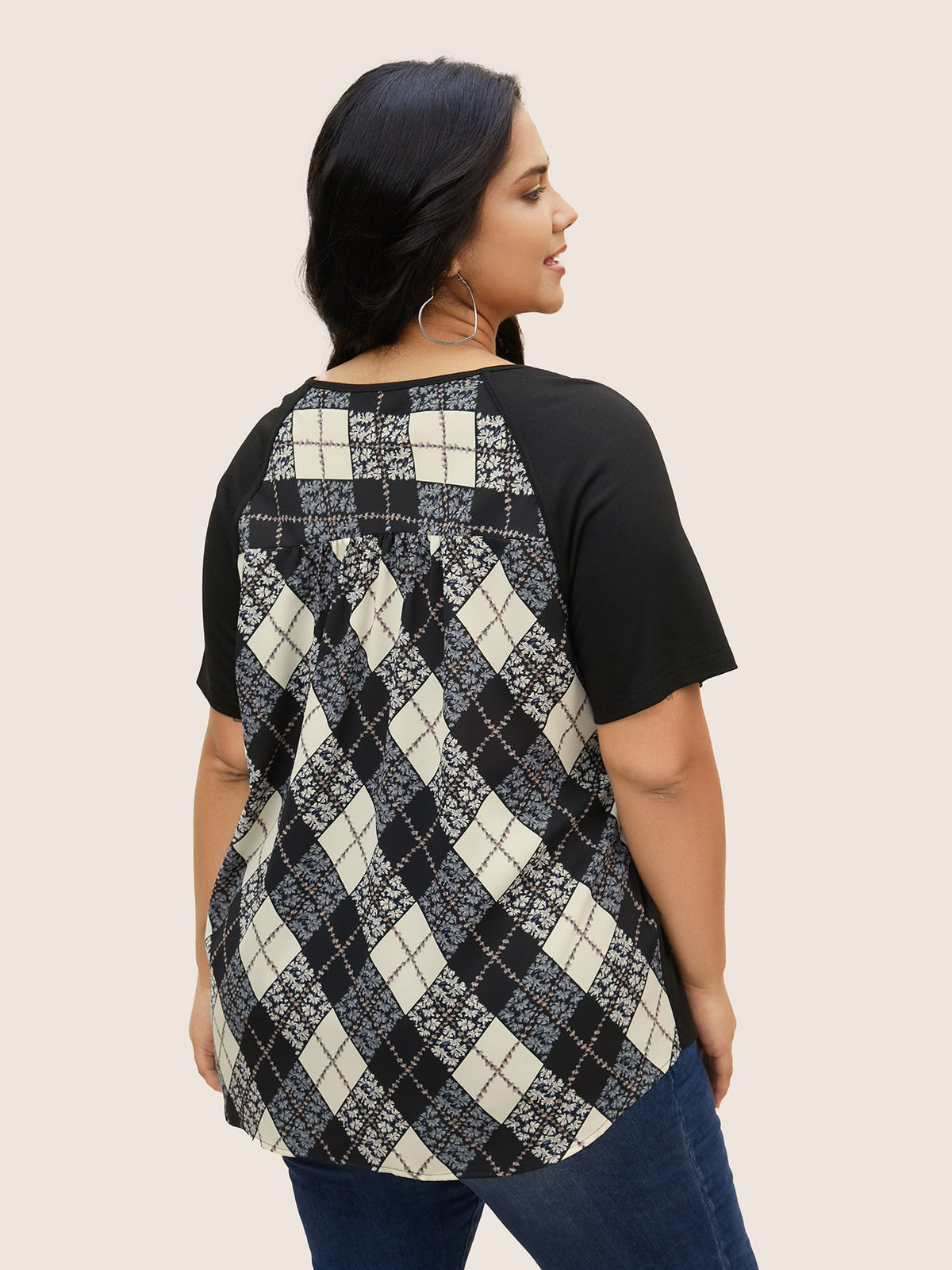 Solid Round Neck Raglan sleeve T-shirt