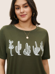 Cactus Print Crew Neck T-shirt