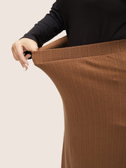 A Line Elastic Waist Knit Jacquard Skirt