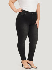 Beaded Detail Pocket Very Stretchy Black Wash Jeans