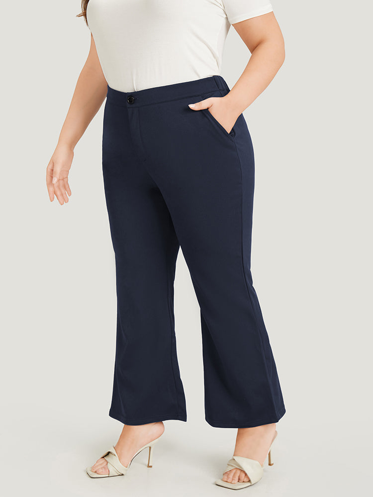 Solid Flare Leg Pocket Pants