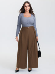 Belted Side Pleated Adjustable Pants