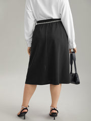 Plain Pearl Beaded Detail Split Side Skirt