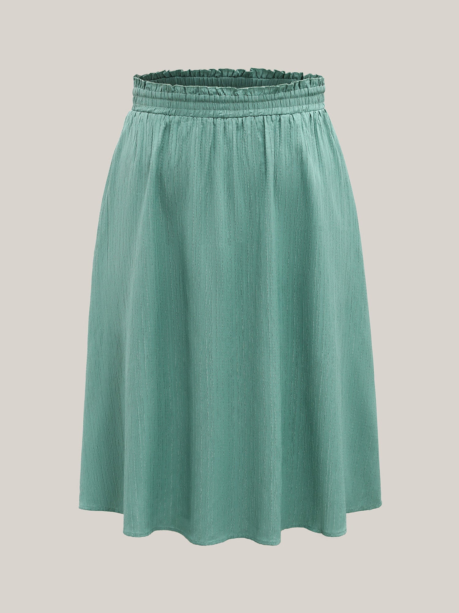 Smocked Waist Textured Pleated Midi Skirt
