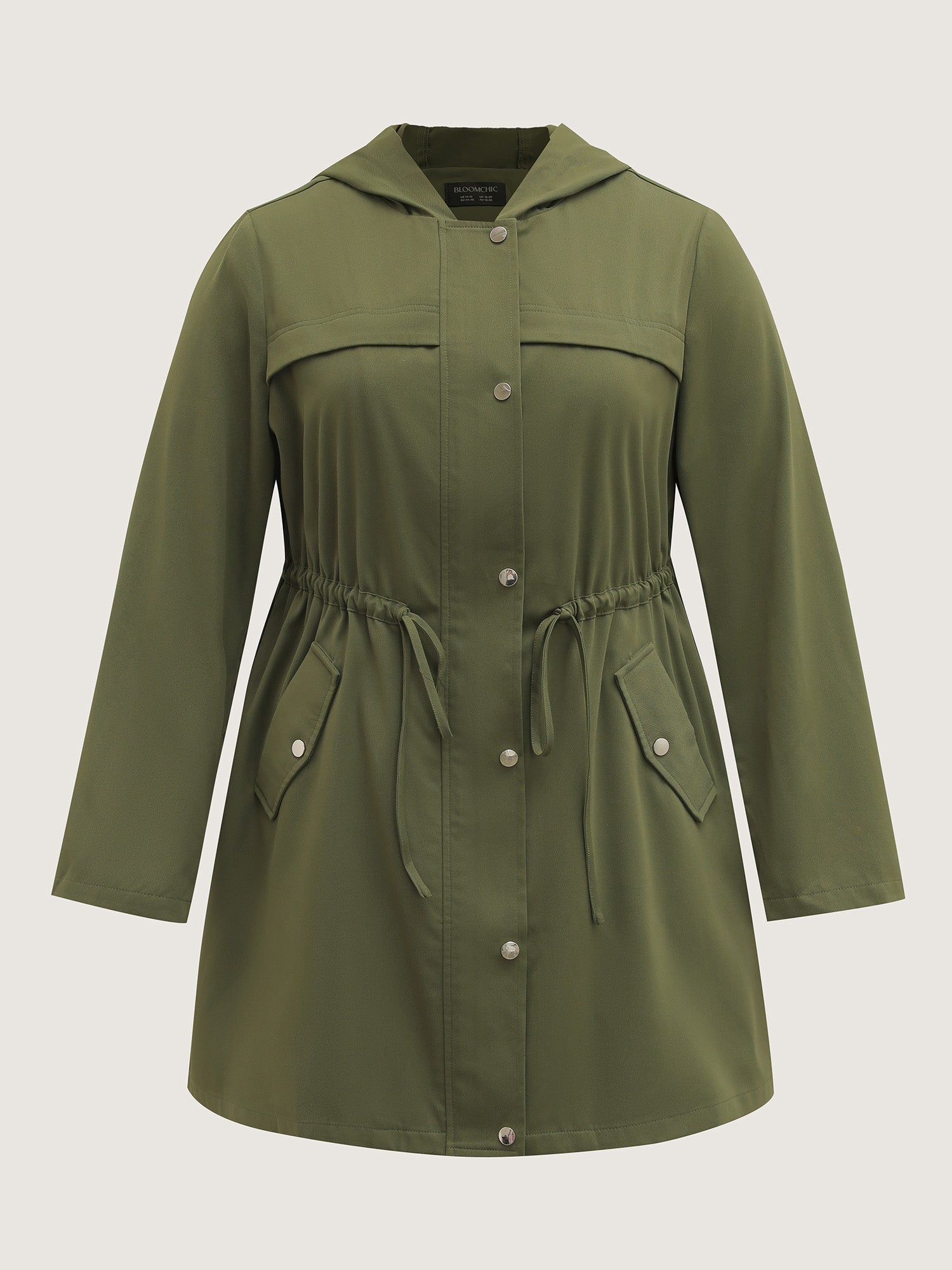 Parka Hooded Adjustable Waist Drawstring Jacket