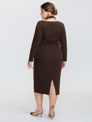 2-in-1 Cozy Figure-Hugging Midi Dress