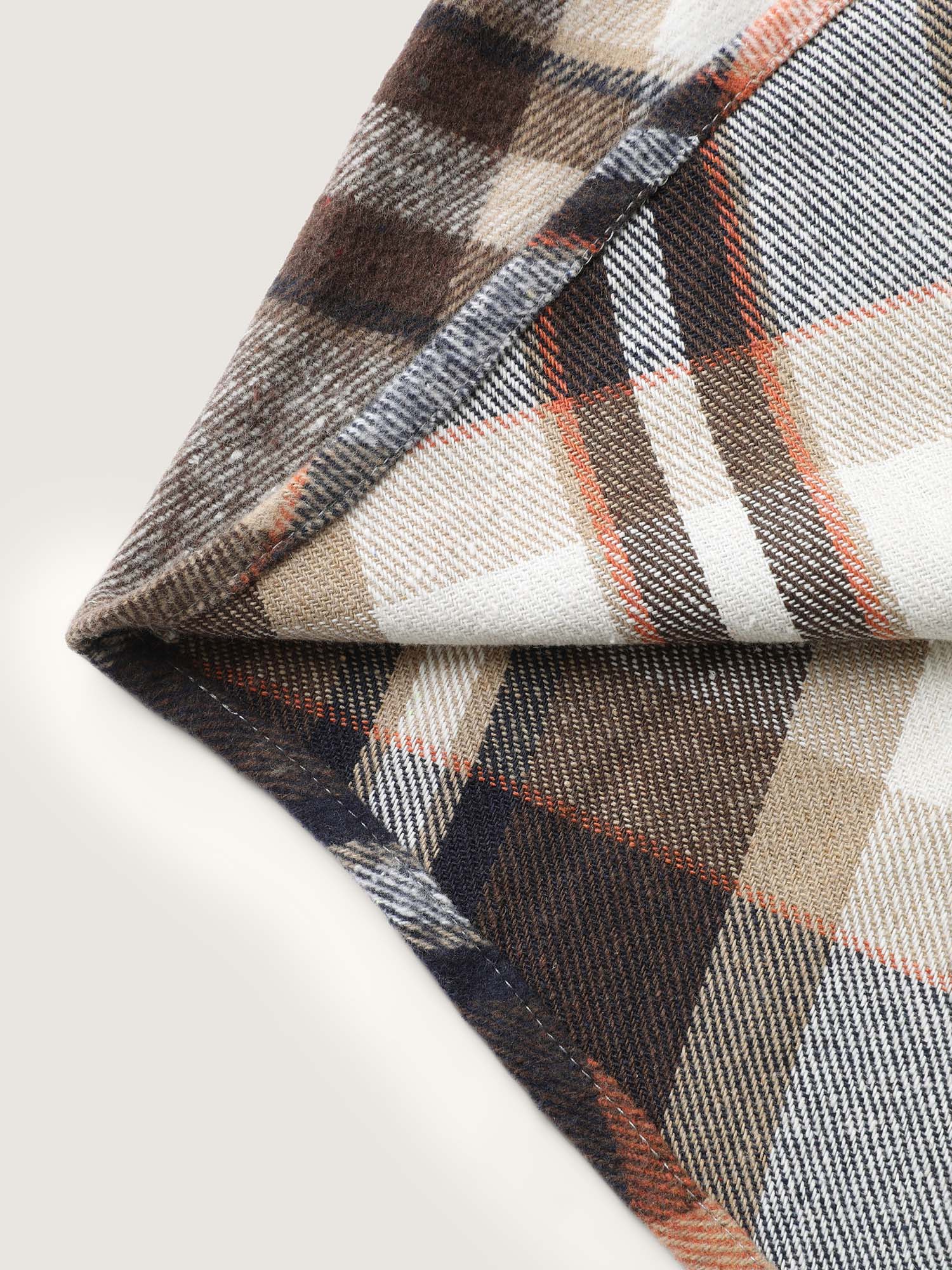 Plaid Print Textured Hooded Jacket